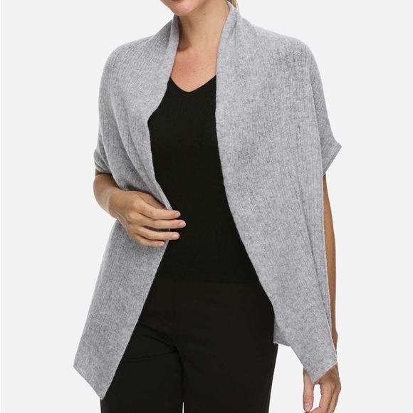 Athleta Duster Cocoon Sweater Gray Marled Sleeveless Open Front Tight Knit S - Picture 1 of 7